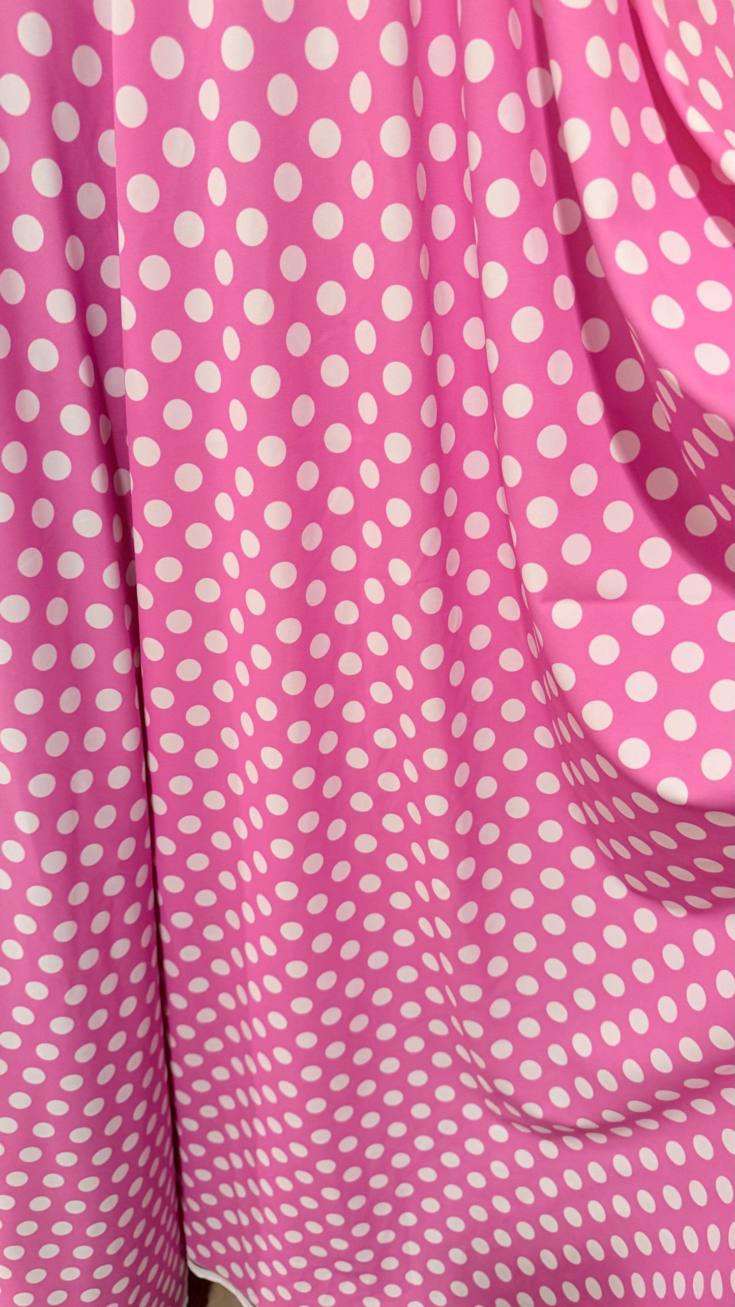 Polka dots design Flamingo/White print on nylon spandex 4way stretch  58/60" sold by the Yd. Ships worldwide from Los Angeles California USA
