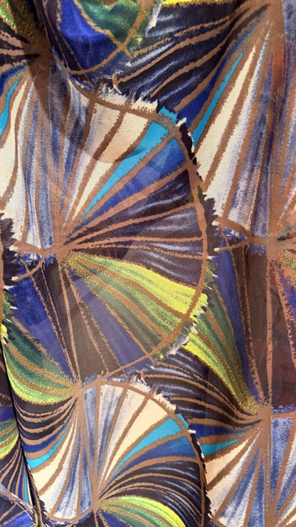 New Geometric Abstract design Multicolor print on great quality of power mesh nylon  spandex 4-way stretch 58/60” Sold by the YD.