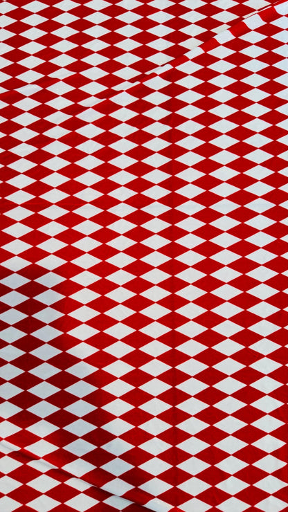 Diamond Harlequin design White/Black and White/Red print on great quality of nylon power mesh 4-way stretch 58/60”