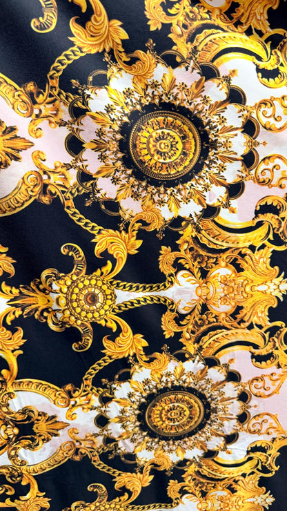 New Luxury modern Brand fashion design print on nylon spandex 4-way stretch 58/60” Sold by the YD. Ships worldwide from Los Angeles Californ