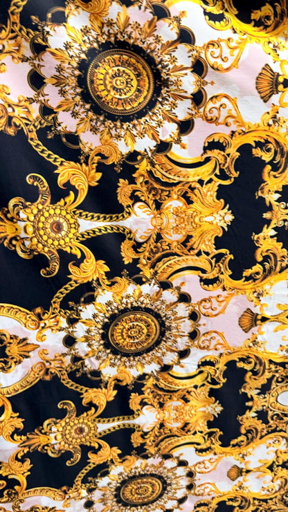 New Luxury modern Brand fashion design print on nylon spandex 4-way stretch 58/60” Sold by the YD. Ships worldwide from Los Angeles Californ