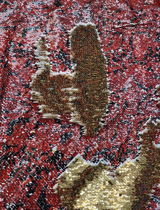 New Exotic snake design print on reversible flip up sequins 2tone sequins on spandex base 2-way stretch 55/57” Sold by the YD.