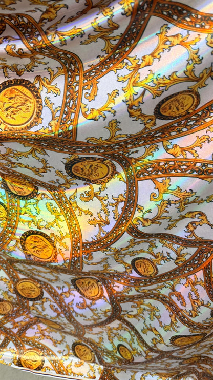 New Fashion brand design on Iridescent metallic nylon spandex 4-way stretch 58/60” Sold by the YD. Ships worldwide from Los Angeles CA