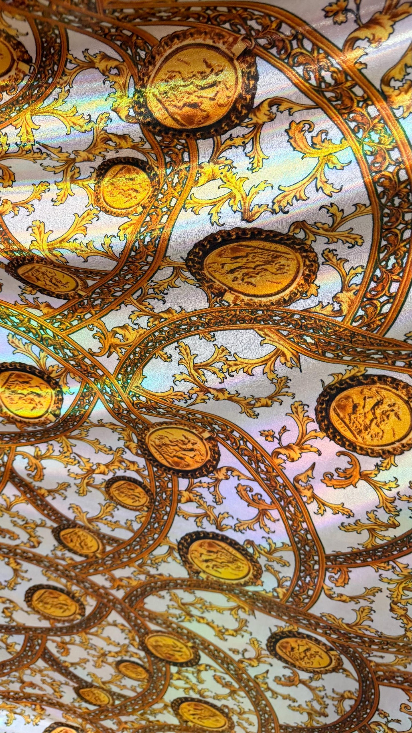 New Fashion brand design on Iridescent metallic nylon spandex 4-way stretch 58/60” Sold by the YD. Ships worldwide from Los Angeles CA