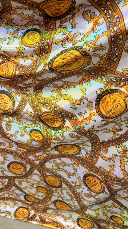 New Fashion brand design on Iridescent metallic nylon spandex 4-way stretch 58/60” Sold by the YD. Ships worldwide from Los Angeles CA