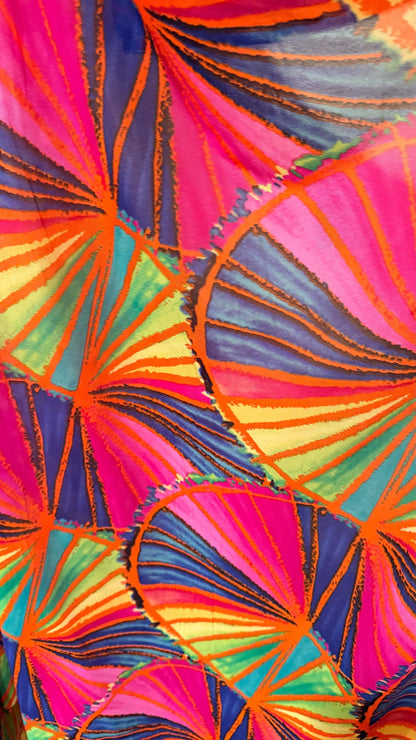 New Geometric Abstract design Multicolor print on great quality of power mesh nylon  spandex 4-way stretch 58/60” Sold by the YD.