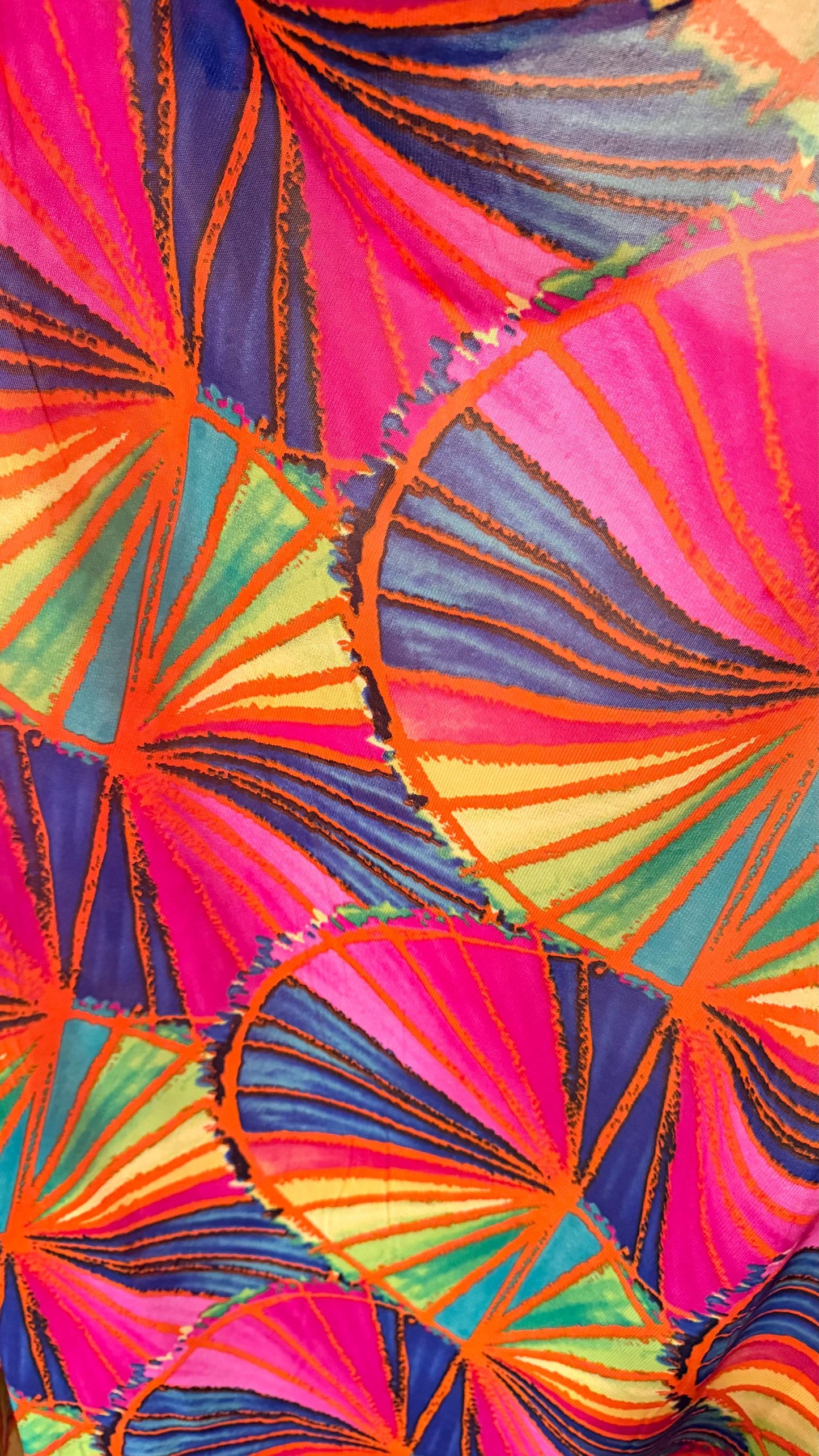 New Geometric Abstract design Multicolor print on great quality of power mesh nylon  spandex 4-way stretch 58/60” Sold by the YD.