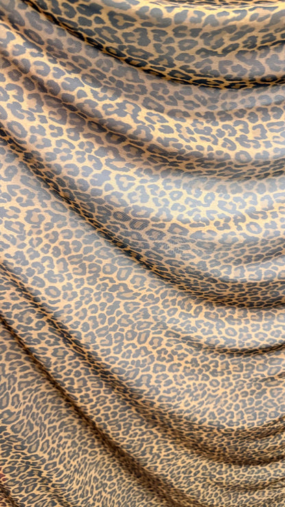 New Cheetah Exotic Animal print design on nylon power mesh 4way stretch 58/60” Sold by the YD. Ships worldwide from Los Angeles California