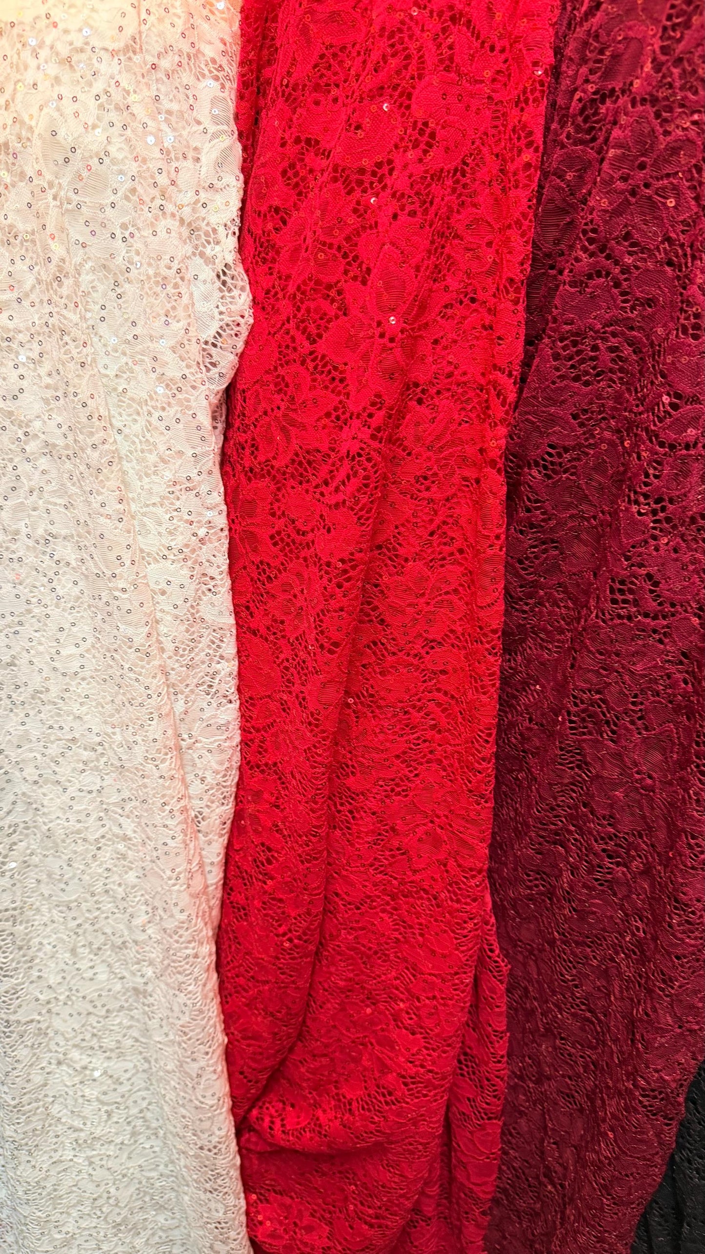VICTORIA stretch lace with cosmic sequins 4way stretch 58/60" Sold by the YD. Ships worldwide from Los Angeles California USA.