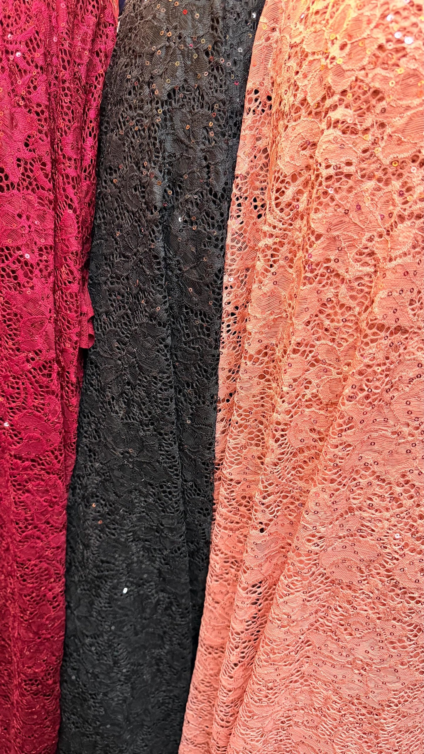 VICTORIA stretch lace with cosmic sequins 4way stretch 58/60" Sold by the YD. Ships worldwide from Los Angeles California USA.