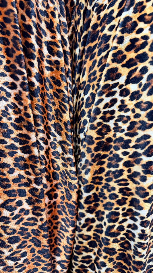 Leopard design Digital print on good quality stretch velvet 4way 58/60" Sold by the YD. Ships worldwide from Los Angeles California USA.