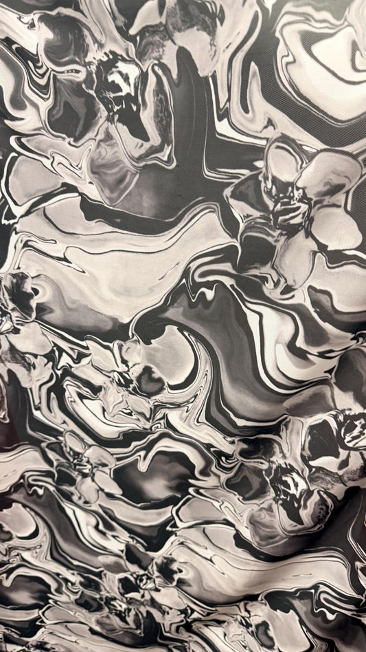 New Modern abstract lava design Black/White print on best quality of power mesh spandex 4-way stretch 58/60” Sold by the YD. Ships Worldwide