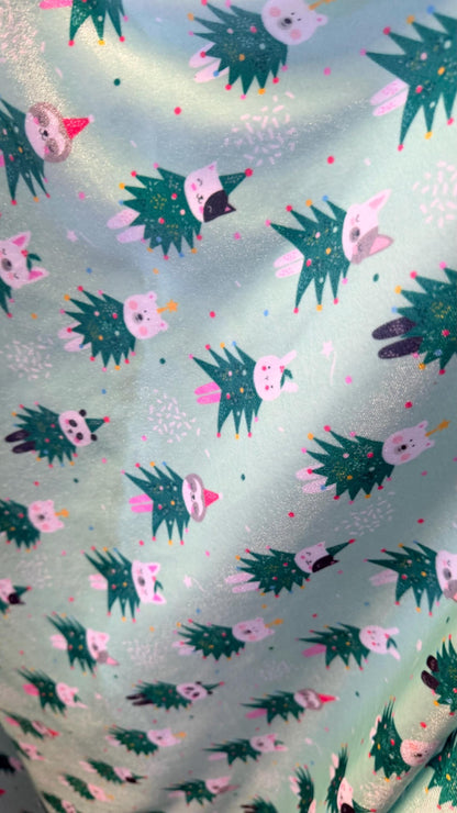 New Christmas Pine tree Design Print On Heavy Stretch Velvet 4-Way 58/60" Sold By The YD. Ships Worldwide From Los Angeles California USA.
