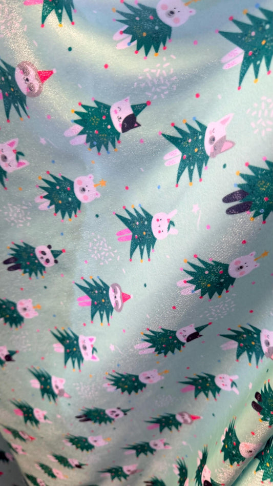 New Christmas Pine tree Design Print On Heavy Stretch Velvet 4-Way 58/60" Sold By The YD. Ships Worldwide From Los Angeles California USA.