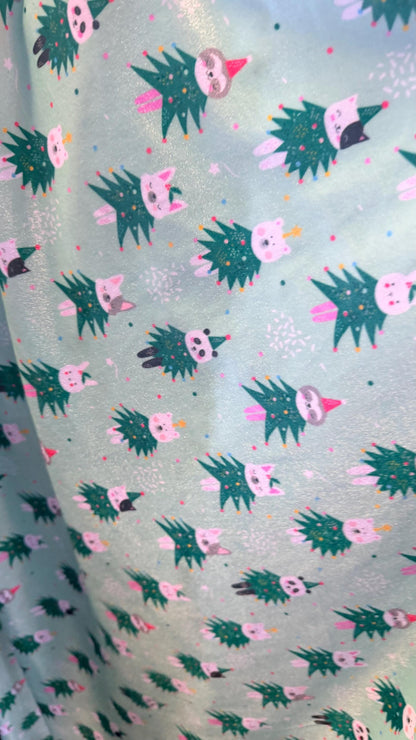 New Christmas Pine tree Design Print On Heavy Stretch Velvet 4-Way 58/60" Sold By The YD. Ships Worldwide From Los Angeles California USA.