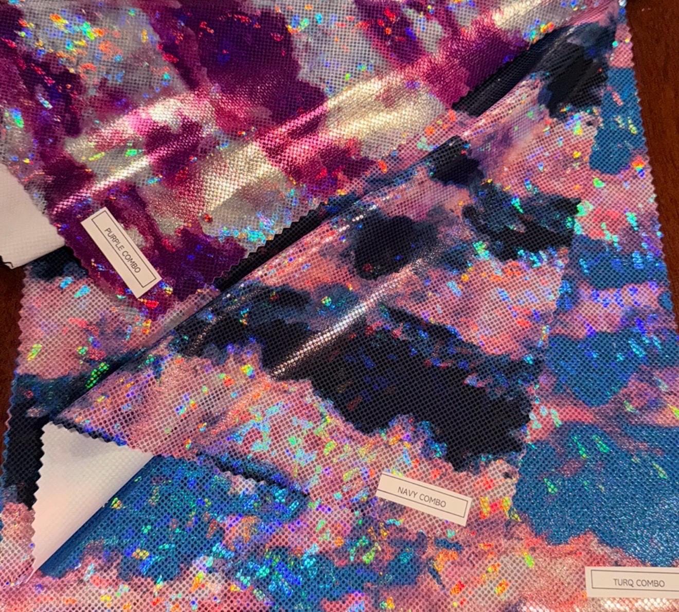 New Shattered glass hologram multicolor Aurora Abstract design Metallic nylon spandex 4way stretch 58/60" Sold by the YD. Ships worldwide