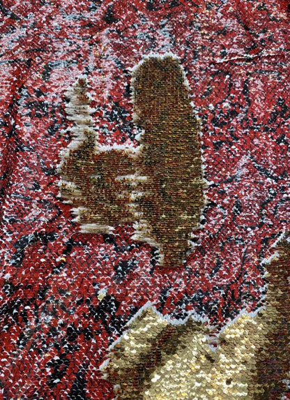 New Exotic snake design print on reversible flip up sequins 2tone sequins on spandex base 2-way stretch 55/57” Sold by the YD.