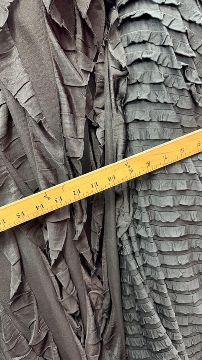 Ruffles design 1” and 2”  black/black  ruffle poly spandex 4-way stretch 55/57” Sold by the YD.