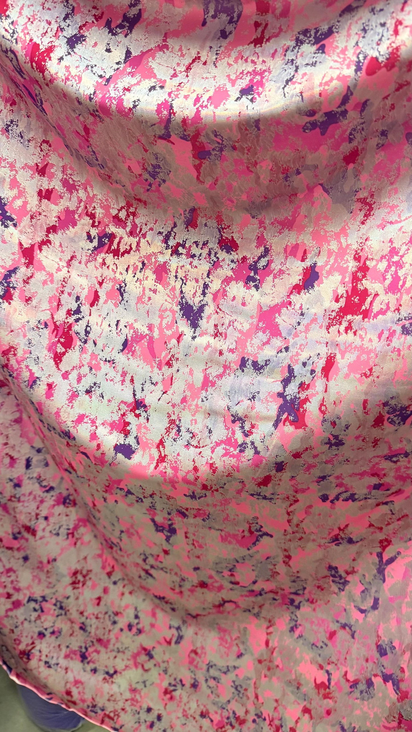 Flashy Camouflage design metallic nylon spandex 4way Stretch 58/60" Sold by the yd. Ships worldwide from Los Angeles California USA.