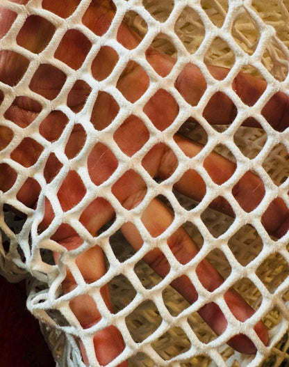 New Fishnet jumbo size black and white  spandex mesh 4-way 58/60” Sold by the YD. Ships worldwide from Los Angeles California USA.