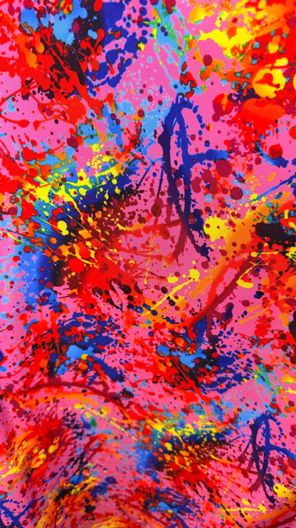 Graffiti paint design Multicolor nylon spandex 4- way stretch 58/60" sold by the YD. Ships worldwide from Los Angeles California USA