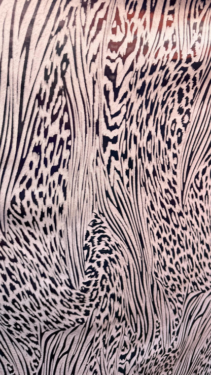 New Safari design Iridescent metallic nylon spandex 4way stretch 58/60" Sold by the yd. Ships worldwide from Los Angeles California USA.