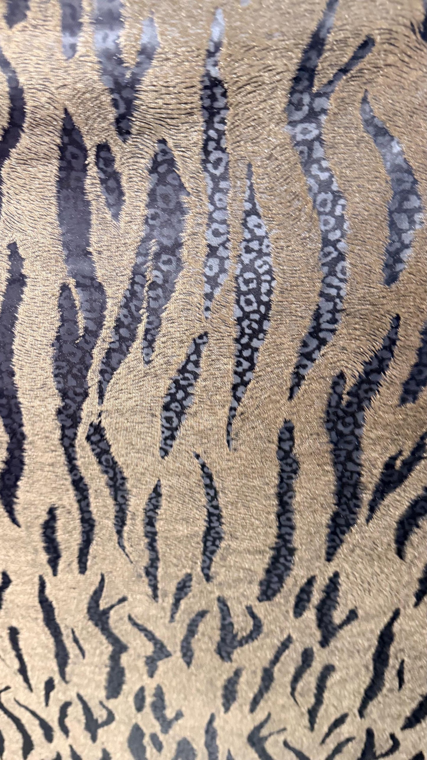 New Exotic Tiger design brown/black heavy stretch velvet 4way 420 gsm 58/60" Sold by the YD. Ships worldwide from Los Angeles California USA