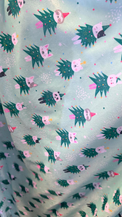 New Christmas Pine tree Design Print On Heavy Stretch Velvet 4-Way 58/60" Sold By The YD. Ships Worldwide From Los Angeles California USA.