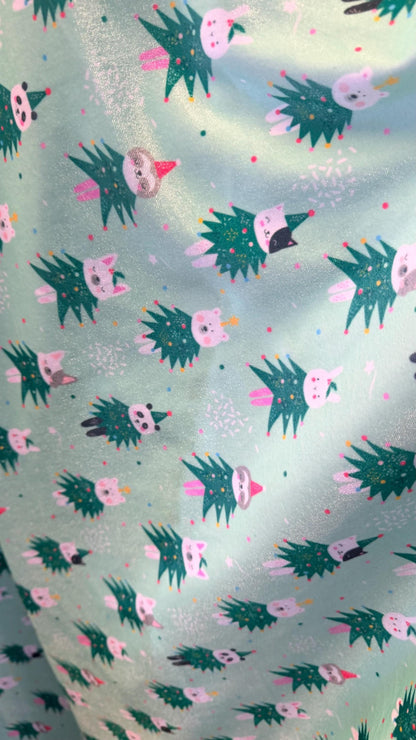 New Christmas Pine tree Design Print On Heavy Stretch Velvet 4-Way 58/60" Sold By The YD. Ships Worldwide From Los Angeles California USA.