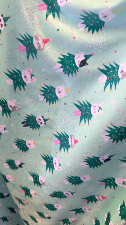 New Christmas Pine tree Design Print On Heavy Stretch Velvet 4-Way 58/60" Sold By The YD. Ships Worldwide From Los Angeles California USA.