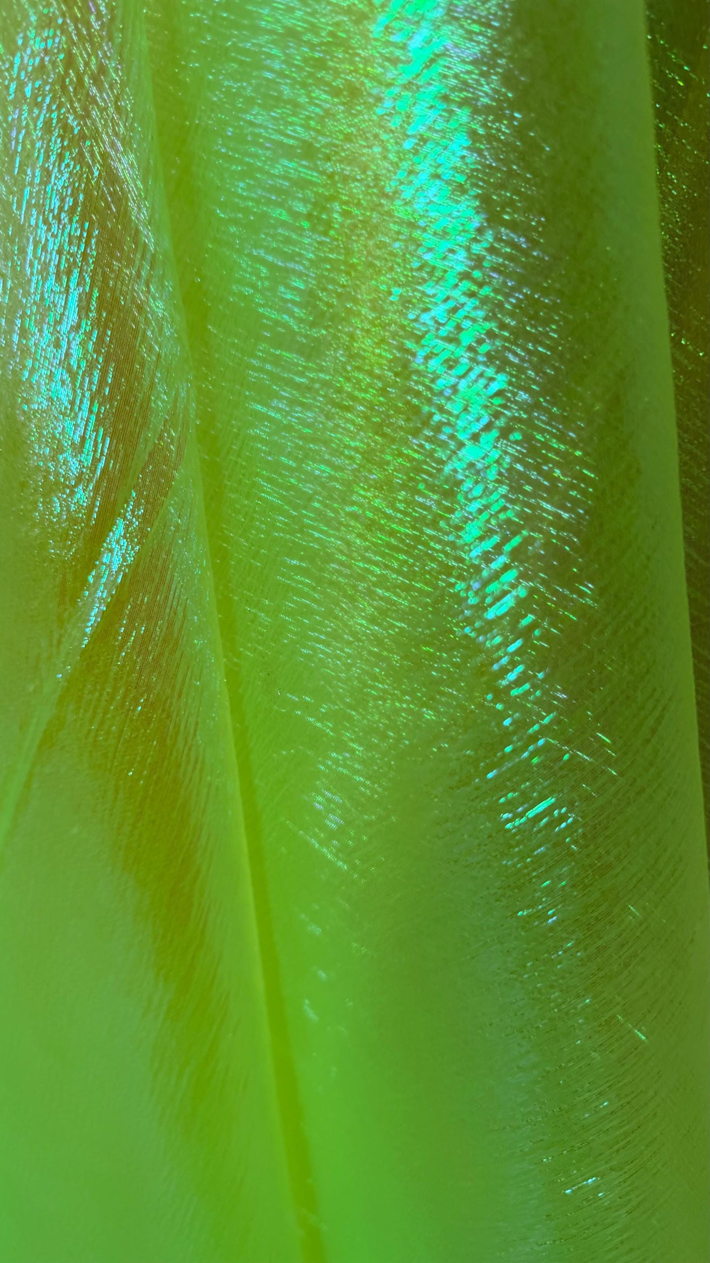 New Iridescent crinkle organza Neon Yellow  non stretch 55/57” Sold by the YD. Ships worldwide from Los Angeles California USA