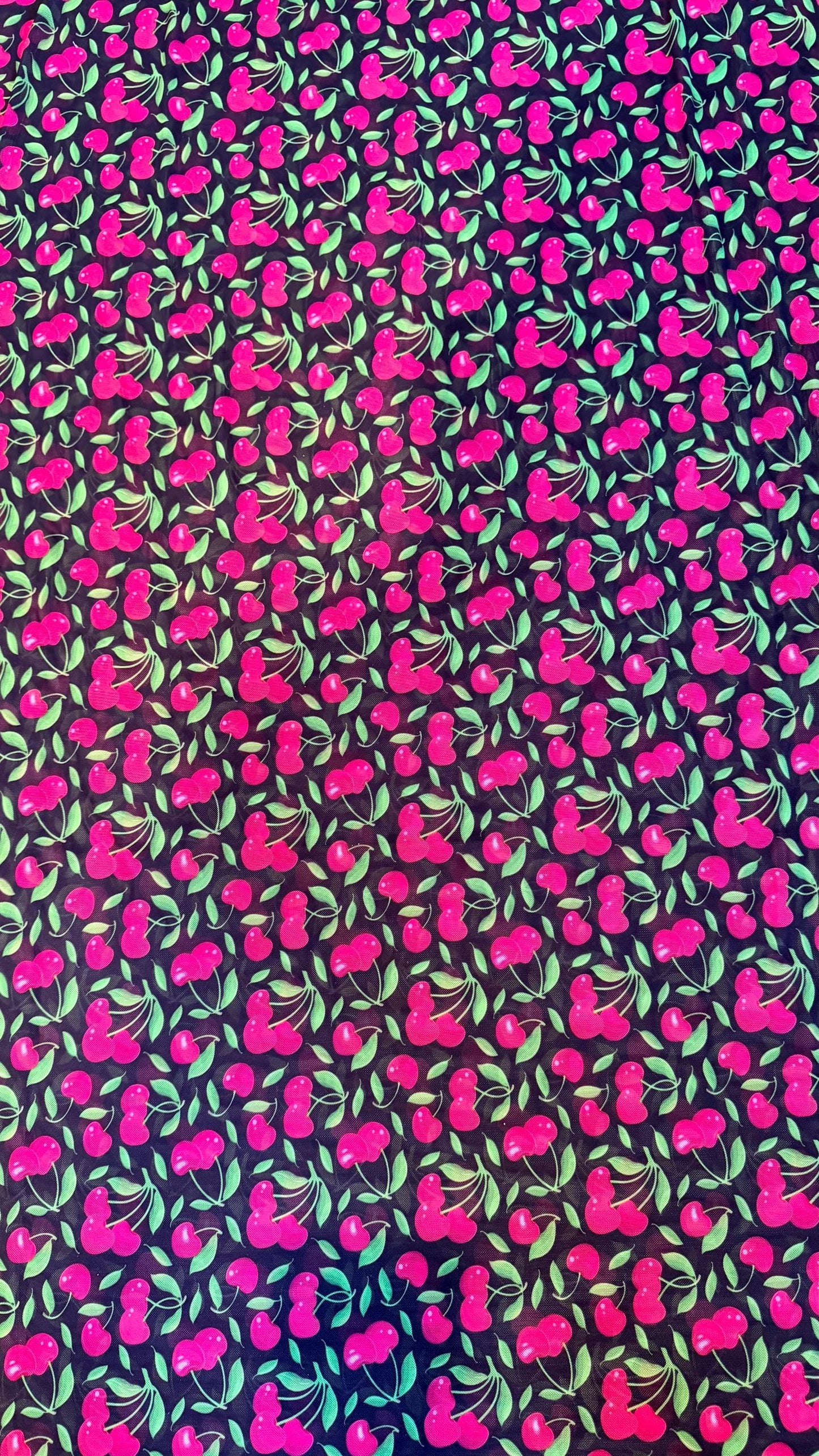 NEW Cherry design print on best quality of power mesh nylon spandex 4-way stretch 58/60” Sold by the YD. Ships Worldwide from Los Angeles CA