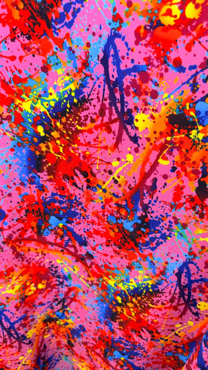 Graffiti paint design Multicolor nylon spandex 4- way stretch 58/60" sold by the YD. Ships worldwide from Los Angeles California USA