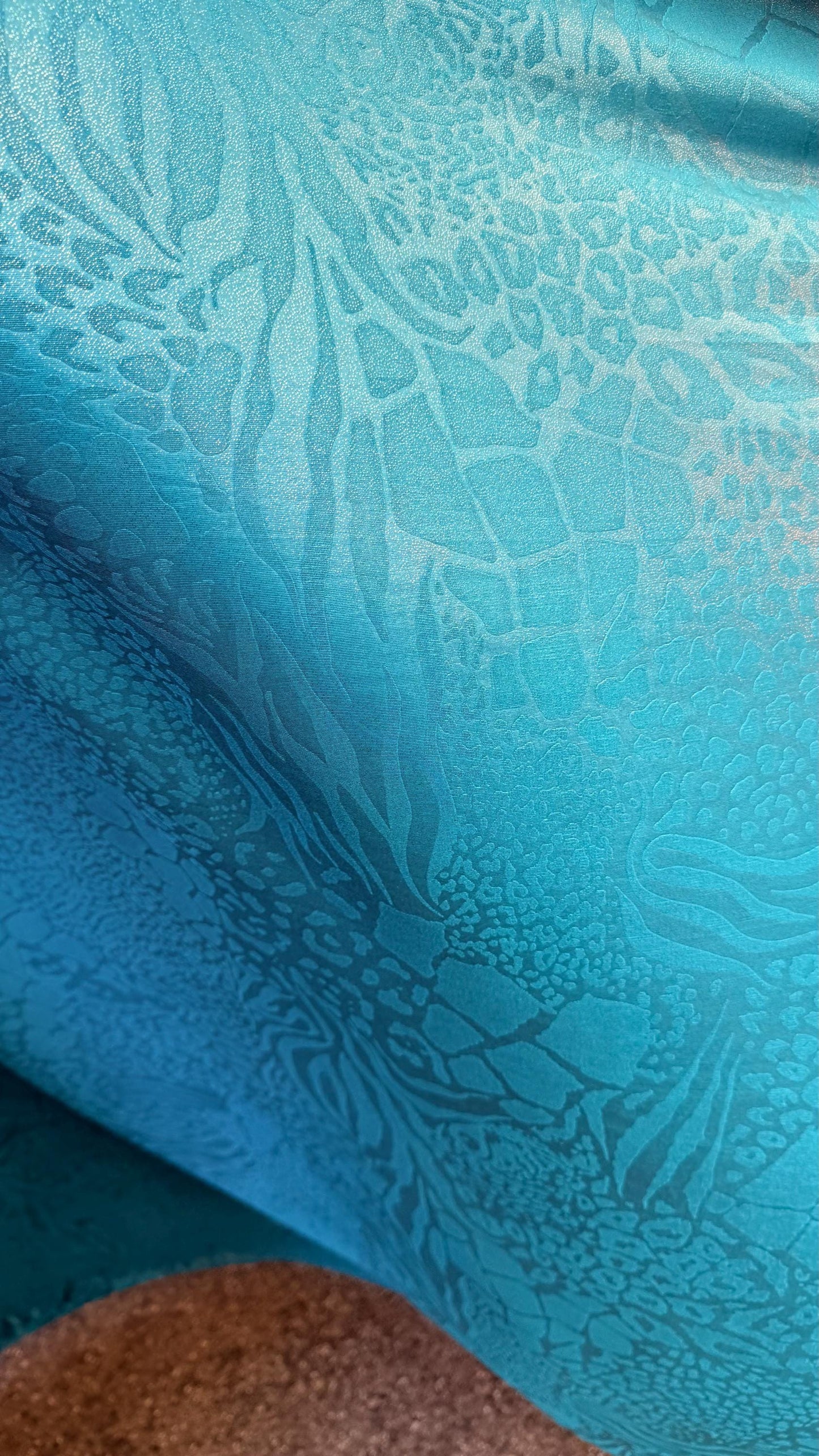 New Safari design embossed nylon spandex 4-way stretch with foil  58/60” Sold by the YD. Ships Worldwide from Los Angeles California USA