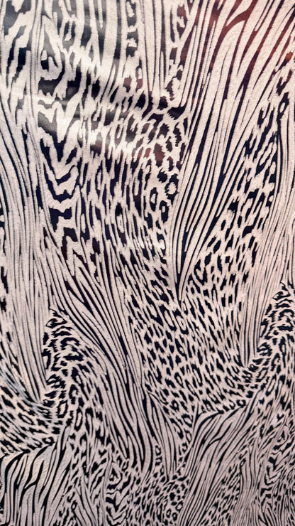 New Safari design Iridescent metallic nylon spandex 4way stretch 58/60" Sold by the yd. Ships worldwide from Los Angeles California USA.