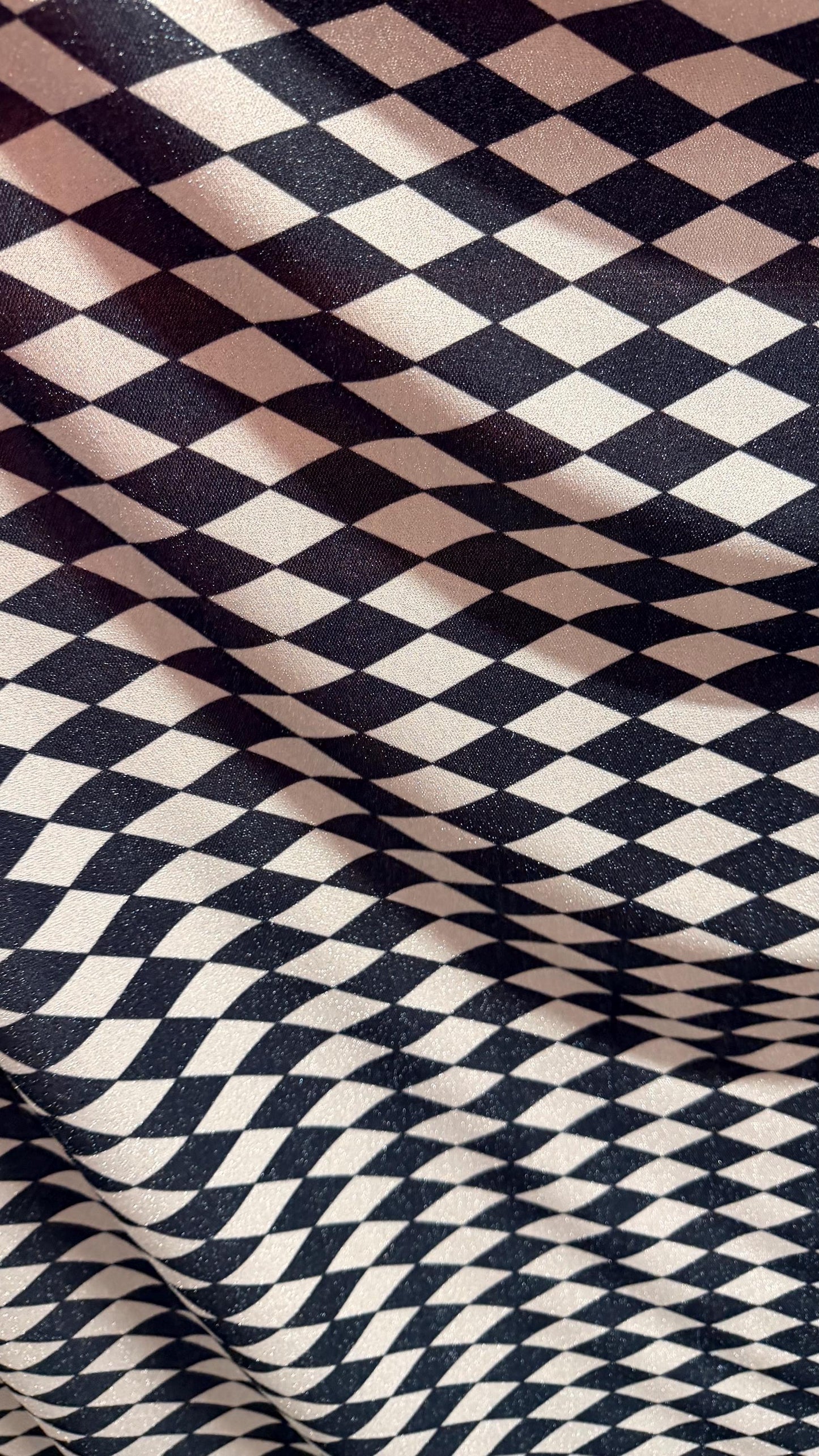 Harlequin design Silver/Black on Metallic Lurex spandex 2-way stretch 58/60” High quality fabrics by AlexLAFabrics