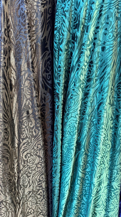 New burnout velvet exotic Flower abstract design  4way Stretch 58/60" Sold by the YD. Ships worldwide from Los Angeles California USA