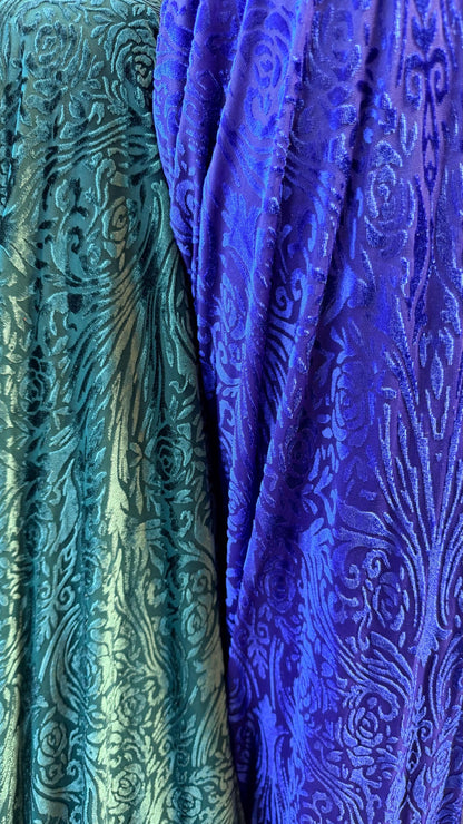 New burnout velvet exotic Flower abstract design  4way Stretch 58/60" Sold by the YD. Ships worldwide from Los Angeles California USA