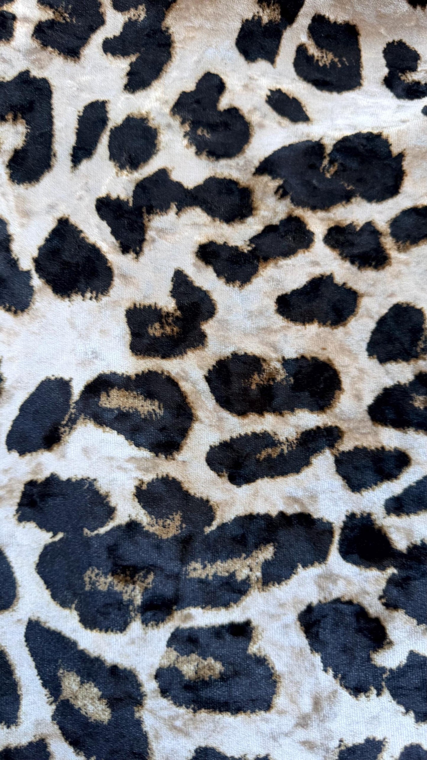 New Exotic Leopard design Taupe/Black on heavy stretch velvet 4way stretch 58/60" Sold by the YD Ships worldwide from Los Ángeles California