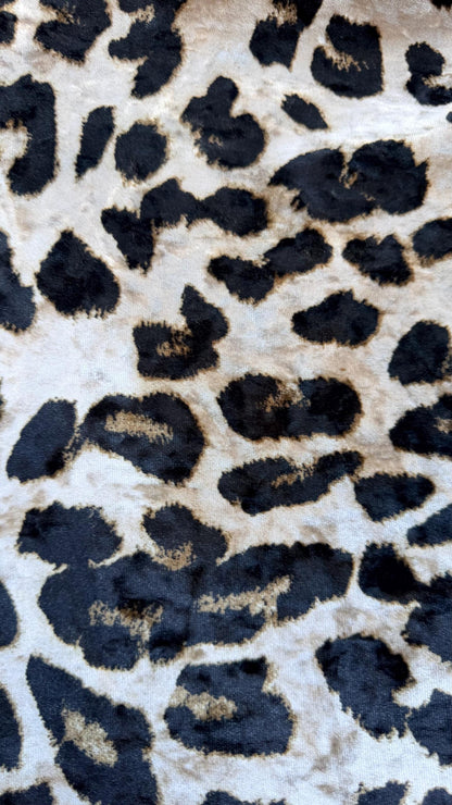 New Exotic Leopard design Taupe/Black on heavy stretch velvet 4way stretch 58/60" Sold by the YD Ships worldwide from Los Ángeles California