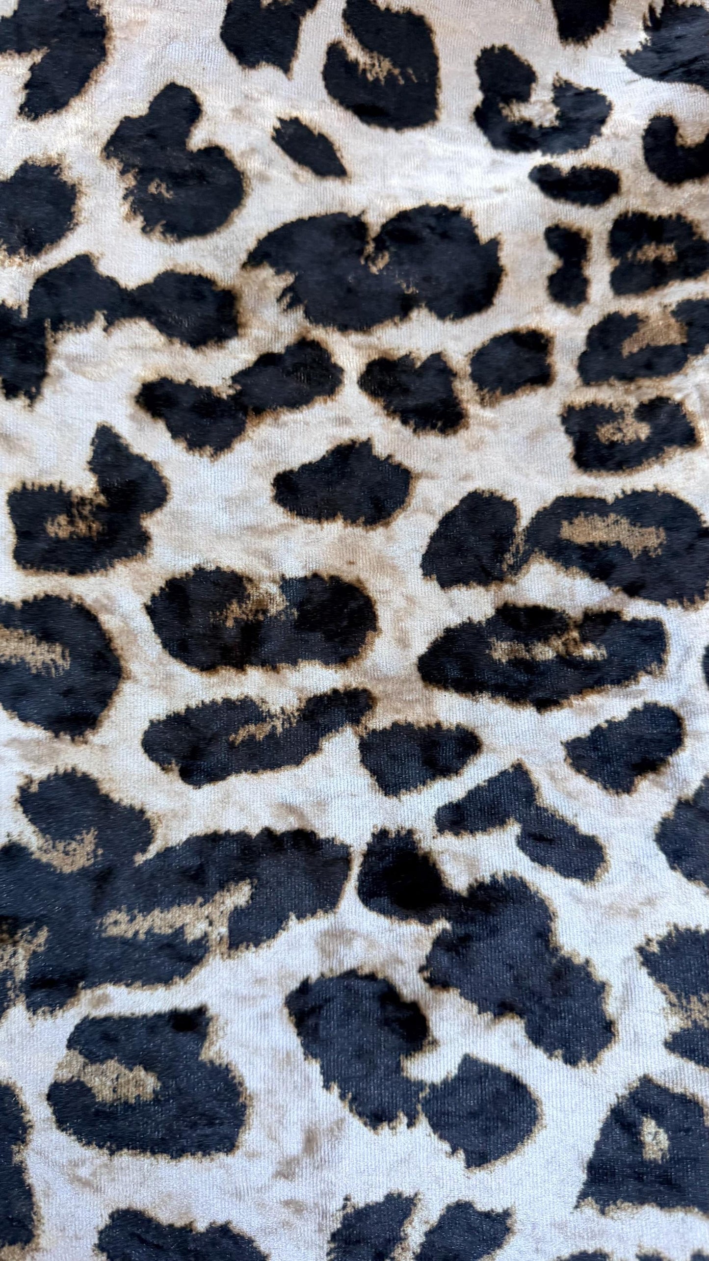 New Exotic Leopard design Taupe/Black on heavy stretch velvet 4way stretch 58/60" Sold by the YD Ships worldwide from Los Ángeles California
