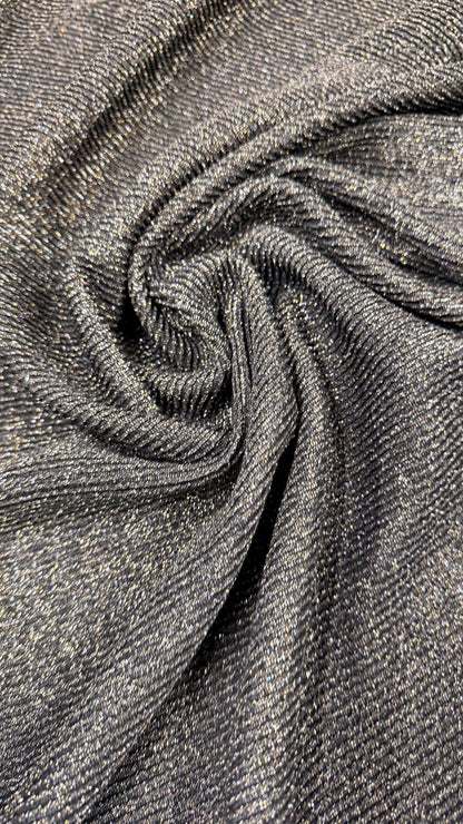 New Lurex Ribbed knit Spandex black/gold  4-way stretch 48/50” Metallic Ribbed  sold by the YD. High quality fabrics by AlexLAFabrics