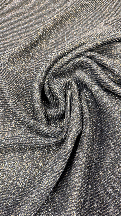 New Lurex Ribbed knit Spandex black/gold  4-way stretch 48/50” Metallic Ribbed  sold by the YD. High quality fabrics by AlexLAFabrics