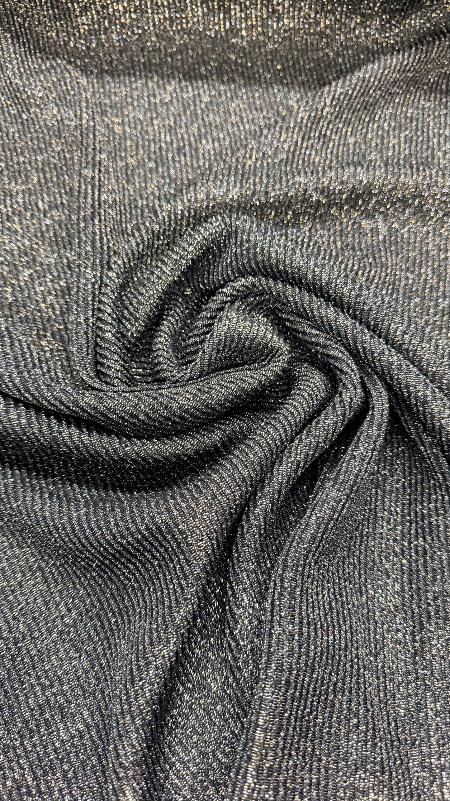 New Lurex Ribbed knit Spandex black/gold  4-way stretch 48/50” Metallic Ribbed  sold by the YD. High quality fabrics by AlexLAFabrics
