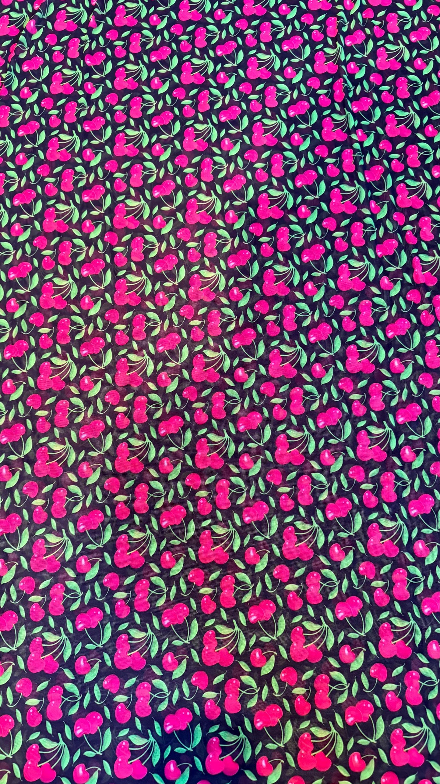 NEW Cherry design print on best quality of power mesh nylon spandex 4-way stretch 58/60” Sold by the YD. Ships Worldwide from Los Angeles CA