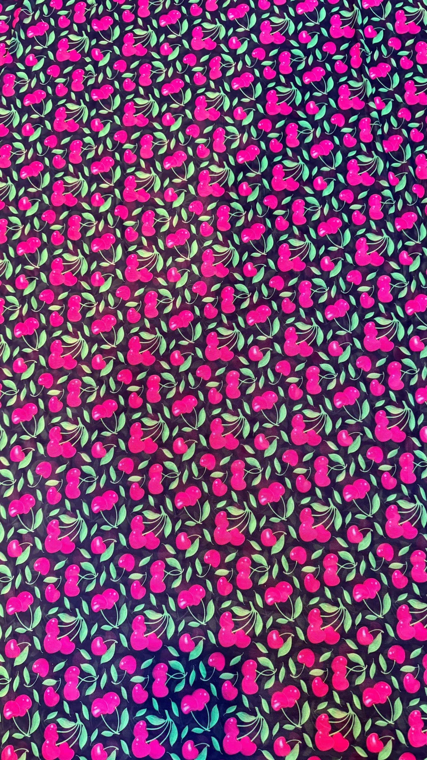 NEW Cherry design print on best quality of power mesh nylon spandex 4-way stretch 58/60” Sold by the YD. Ships Worldwide from Los Angeles CA
