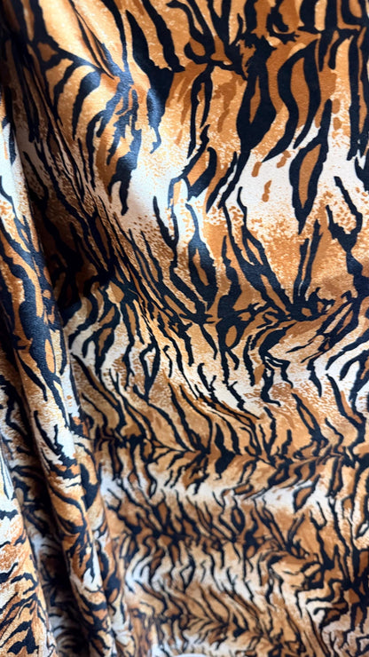New Tiger Pug Exotic design  brown/gold heavy stretch velvet 4way 420 gsm 58/60" Sold by the YD. Ships worldwide from Los Angeles California