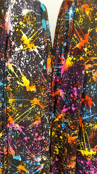 New Graffiti paint abstract design nylon spandex 58/60" sold by the YD. Ships worldwide from Los Angeles California USA