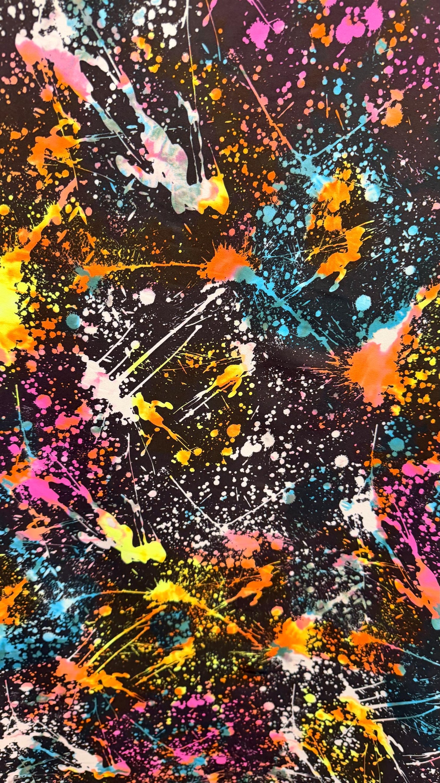 New Graffiti paint abstract design nylon spandex 58/60" sold by the YD. Ships worldwide from Los Angeles California USA