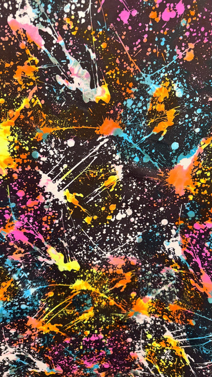 New Graffiti paint abstract design nylon spandex 58/60" sold by the YD. Ships worldwide from Los Angeles California USA
